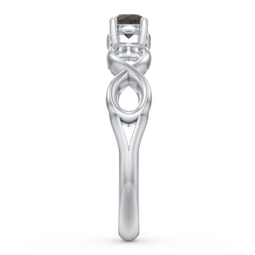 1/4 ct. Round Gemstone Infinity Peek-A-Boo Engagement Ring – Sterling Silver with Smokey Quartz
