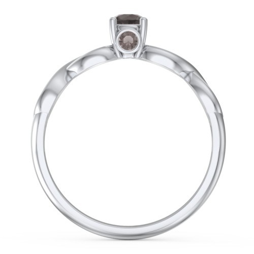 1/4 ct. Round Gemstone Infinity Peek-A-Boo Engagement Ring – Sterling Silver with Smokey Quartz