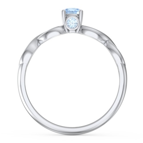 1/4 ct. Round Gemstone Infinity Peek-A-Boo Engagement Ring – Sterling Silver with Blue Topaz