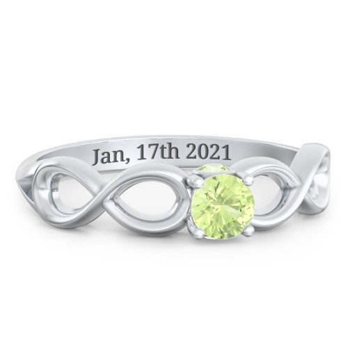 1/4 ct. Round Gemstone Infinity Peek-A-Boo Engagement Ring – Sterling Silver with Peridot