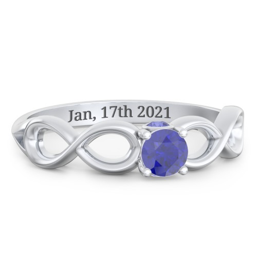 1/4 ct. Round Gemstone Infinity Peek-A-Boo Engagement Ring – Sterling Silver with Blue Sapphire