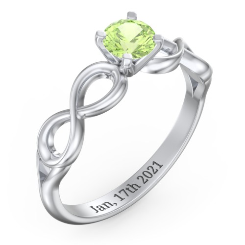 1/2 ct. Round Gemstone Infinity Engagement Ring – Sterling Silver with Peridot