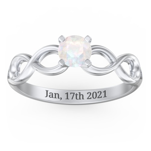 1/2 ct. Round Gemstone Infinity Engagement Ring – Sterling Silver with Opal