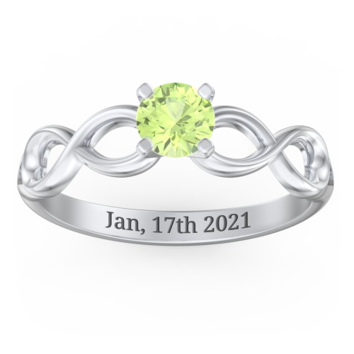1/2 ct. Round Gemstone Infinity Engagement Ring – Sterling Silver with Peridot