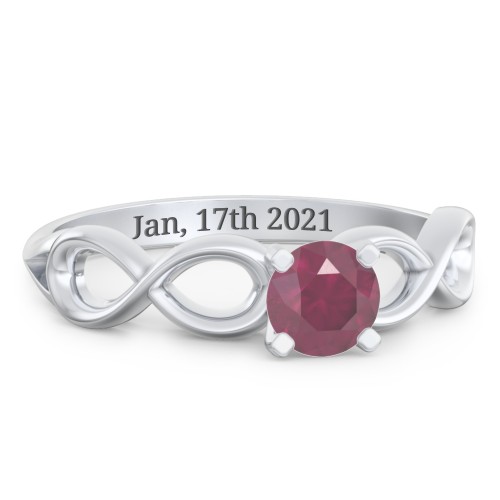 1/2 ct. Round Gemstone Infinity Engagement Ring – Sterling Silver with Ruby