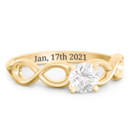 1/2 ct. Round Gemstone Infinity Engagement Ring in 9K Solid Yellow Gold with White Premium Zirconia
