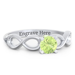 1/2 ct. Round Gemstone Infinity Peek-A-Boo Engagement Ring in 925 Sterling Silver with Peridot