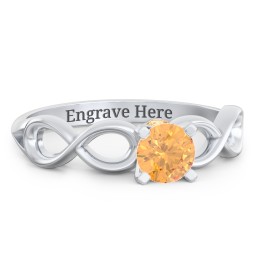1/2 ct. Round Gemstone Infinity Peek-A-Boo Engagement Ring in 925 Sterling Silver with Citrine