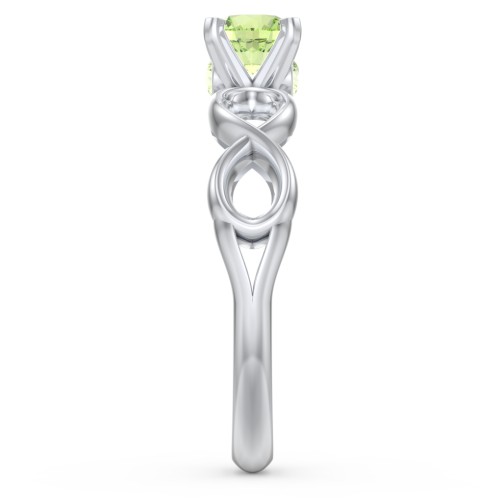 1/2 ct. Round Gemstone Infinity Peek-A-Boo Engagement Ring – Sterling Silver with Peridot