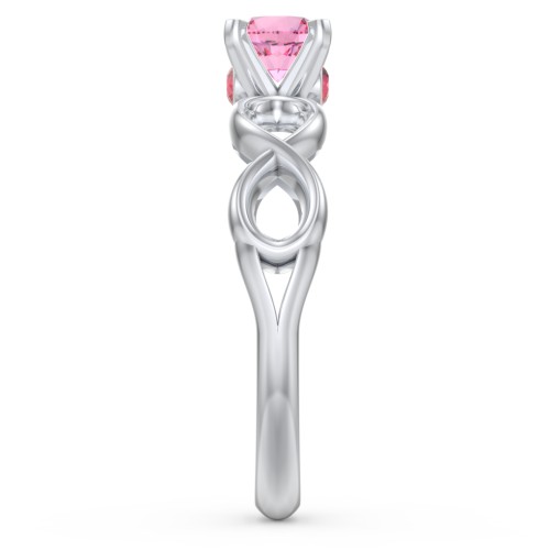 1/2 ct. Round Gemstone Infinity Peek-A-Boo Engagement Ring – Sterling Silver with Pink Tourmaline and Garnet
