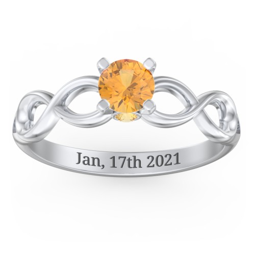 1/2 ct. Round Gemstone Infinity Peek-A-Boo Engagement Ring – Sterling Silver with Citrine