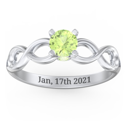 1/2 ct. Round Gemstone Infinity Peek-A-Boo Engagement Ring – Sterling Silver with Peridot