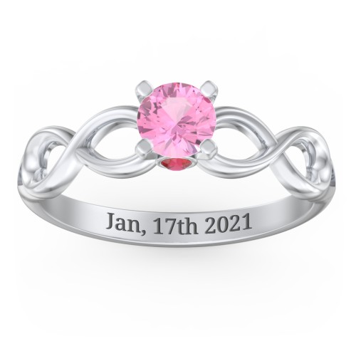 1/2 ct. Round Gemstone Infinity Peek-A-Boo Engagement Ring – Sterling Silver with Pink Tourmaline and Garnet