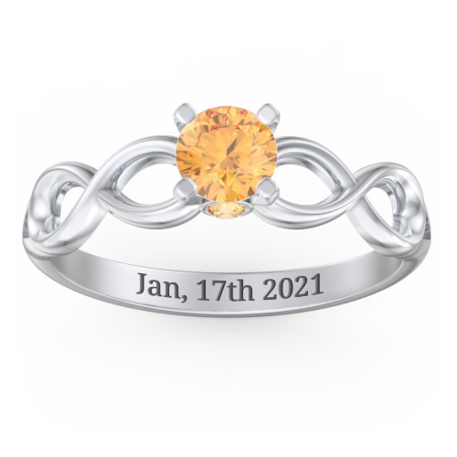 1/2 ct. Round Gemstone Infinity Peek-A-Boo Engagement Ring – Sterling Silver with Citrine