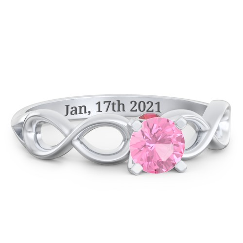 1/2 ct. Round Gemstone Infinity Peek-A-Boo Engagement Ring – Sterling Silver with Pink Tourmaline and Garnet