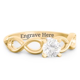 1/2 ct. Round Gemstone Infinity Peek-A-Boo Engagement Ring in 9K Solid Yellow Gold with Cubic Zirconia