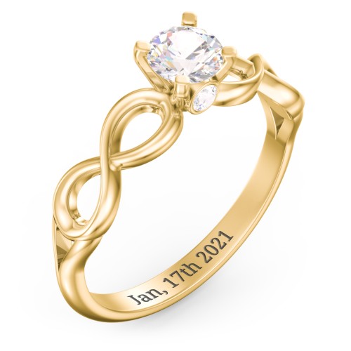 1/2 ct. Round Gemstone Infinity Peek-A-Boo Engagement Ring – 9kt Yellow Gold with Cubic Zirconia