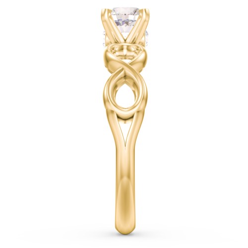 1/2 ct. Round Gemstone Infinity Peek-A-Boo Engagement Ring – 9kt Yellow Gold with Cubic Zirconia