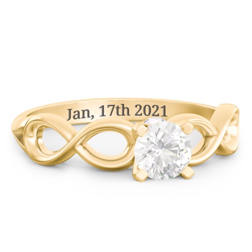 1/2 ct. Round Gemstone Infinity Peek-A-Boo Engagement Ring – 9kt Yellow Gold with Cubic Zirconia
