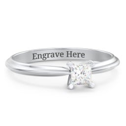 1/4 ct. Princess Gemstone Engagement Ring with Ridged Band