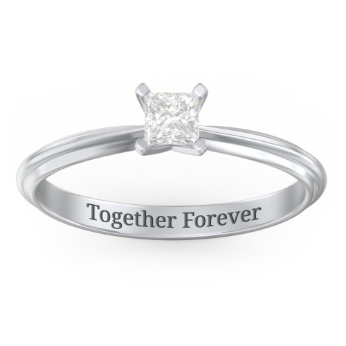 1/4 ct. Princess Gemstone Engagement Ring with Ridged Band