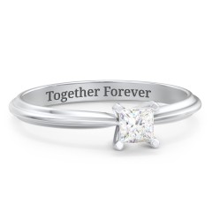1/4 ct. Princess Gemstone Engagement Ring with Ridged Band – 9kt Yellow Gold with White Premium Zirconia