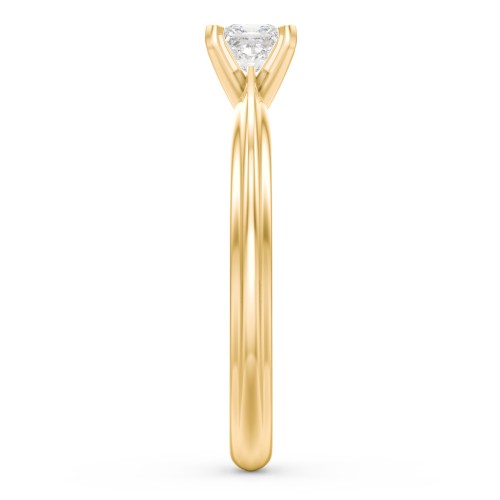 1/4 ct. Princess Gemstone Engagement Ring with Ridged Band – 9kt Yellow Gold with White Premium Zirconia