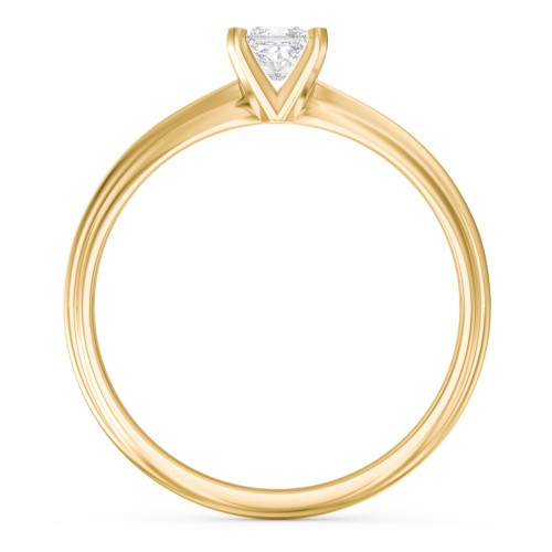 1/4 ct. Princess Gemstone Engagement Ring with Ridged Band – 9kt Yellow Gold with White Premium Zirconia