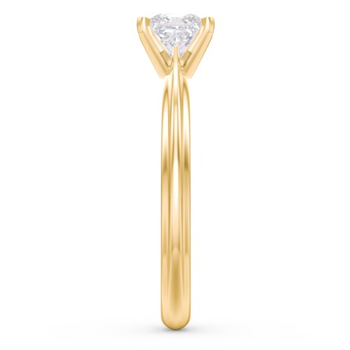 1/2 ct. Princess Gemstone Engagement Ring with Ridged Band – 9kt Yellow Gold with White Premium Zirconia