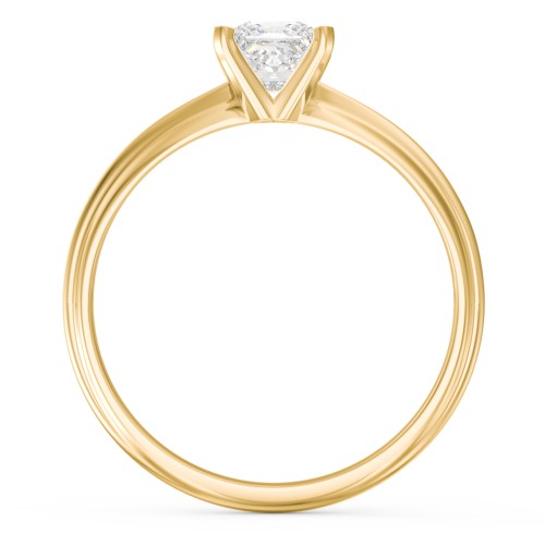 1/2 ct. Princess Gemstone Engagement Ring with Ridged Band – 9kt Yellow Gold with White Premium Zirconia