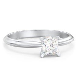 1/2 ct. Princess Gemstone Peek-A-Boo Engagement Ring with Ridged Band