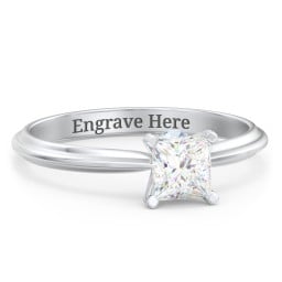 1/2 ct. Princess Gemstone Peek-A-Boo Engagement Ring with Ridged Band