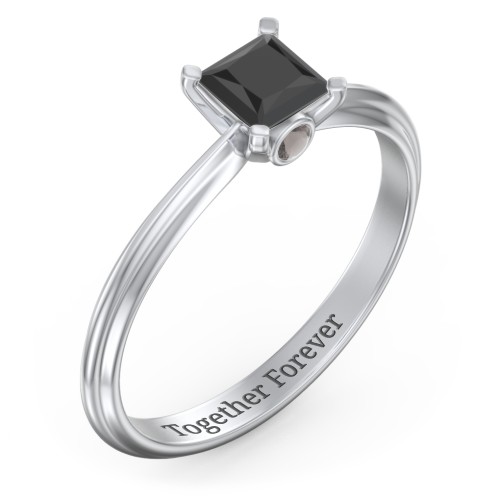 1/2 ct. Princess Gemstone Peek-A-Boo Engagement Ring with Ridged Band