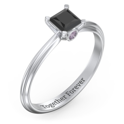 1/2 ct. Princess Gemstone Peek-A-Boo Engagement Ring with Ridged Band