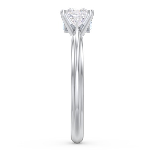 1/2 ct. Princess Gemstone Peek-A-Boo Engagement Ring with Ridged Band