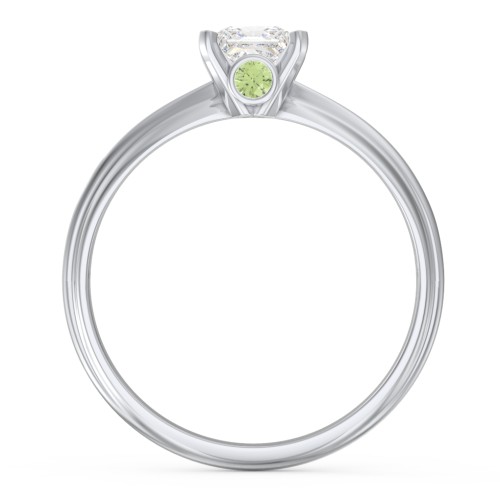 1/2 ct. Princess Gemstone Peek-A-Boo Engagement Ring with Ridged Band