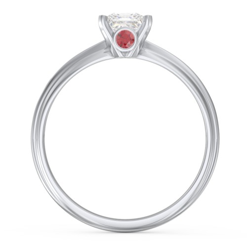 1/2 ct. Princess Gemstone Peek-A-Boo Engagement Ring with Ridged Band
