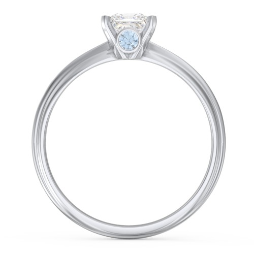 1/2 ct. Princess Gemstone Peek-A-Boo Engagement Ring with Ridged Band