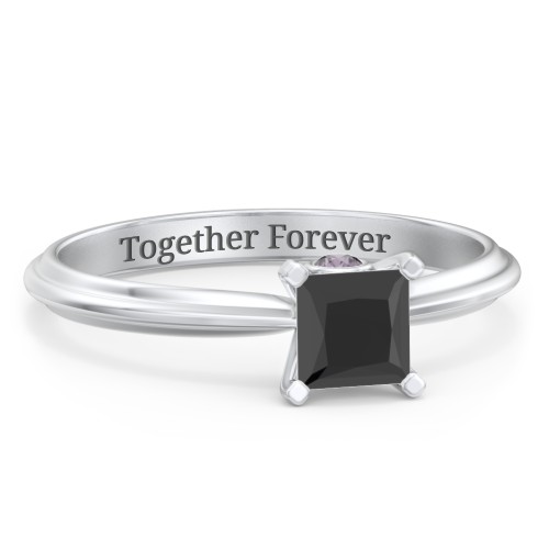 1/2 ct. Princess Gemstone Peek-A-Boo Engagement Ring with Ridged Band