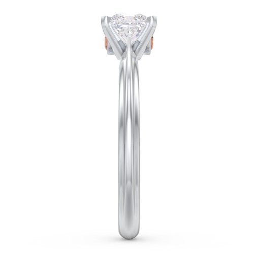 1/2 ct. Princess Gemstone Peek-A-Boo Engagement Ring with Ridged Band – Sterling Silver with White Premium Zirconia and Garnet
