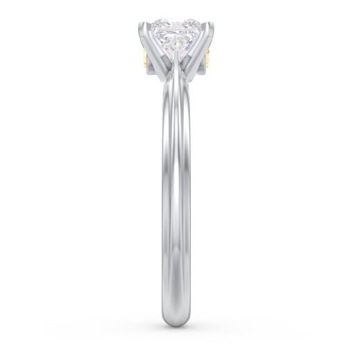 1/2 ct. Princess Gemstone Peek-A-Boo Engagement Ring with Ridged Band – Sterling Silver with White Premium Zirconia and Citrine