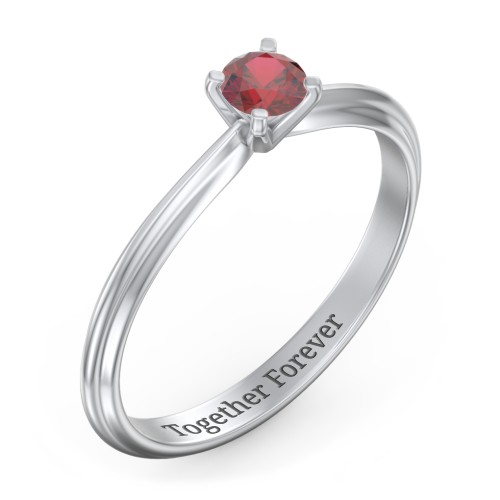 1/4 ct. Round Gemstone Engagement Ring with Ridged Band
