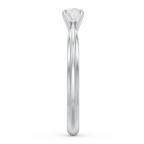 1/4 ct. Round Gemstone Engagement Ring with Ridged Band