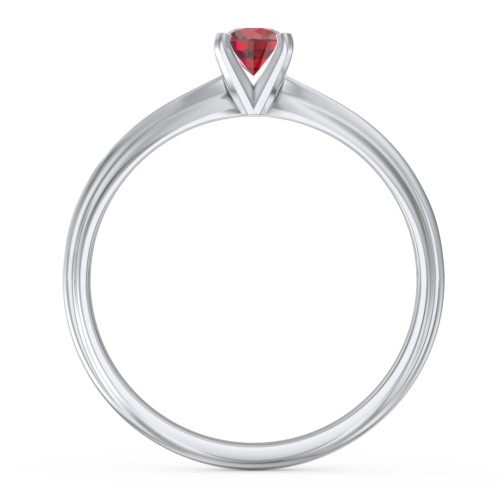 1/4 ct. Round Gemstone Engagement Ring with Ridged Band