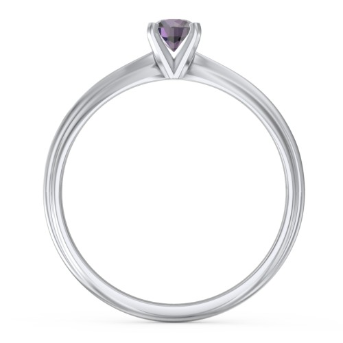 1/4 ct. Round Gemstone Engagement Ring with Ridged Band