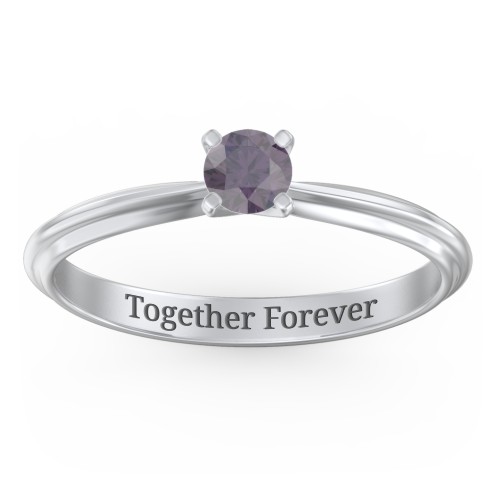 1/4 ct. Round Gemstone Engagement Ring with Ridged Band