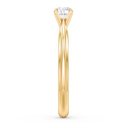 1/4 ct. Round Gemstone Engagement Ring with Ridged Band – 9kt Yellow Gold with White Sapphire