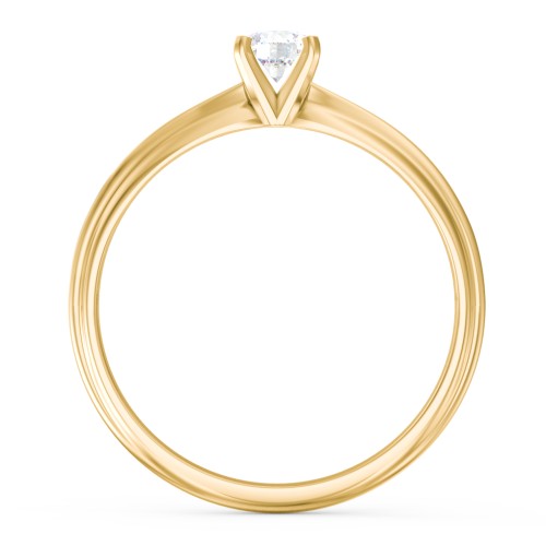 1/4 ct. Round Gemstone Engagement Ring with Ridged Band – 9kt Yellow Gold with White Sapphire