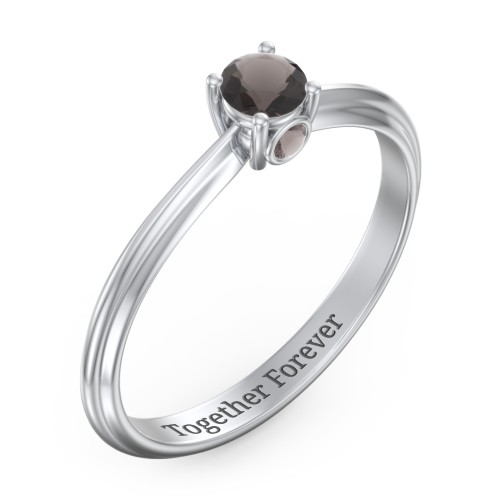 1/4 ct. Round Gemstone Peek-A-Boo Engagement Ring with Ridged Band