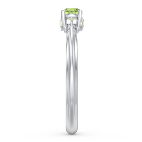 1/4 ct. Round Gemstone Peek-A-Boo Engagement Ring with Ridged Band